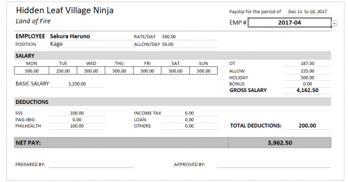 Auto Payslip Management in Excel