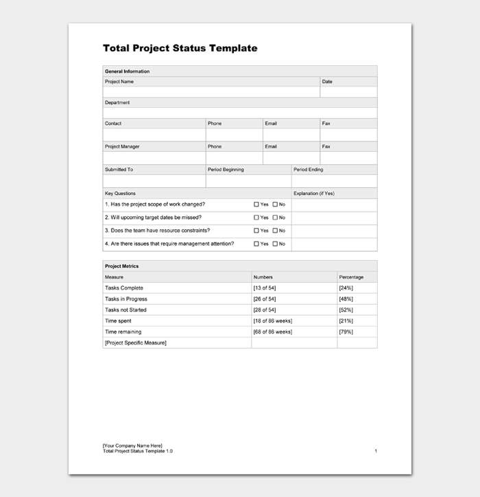 Basic Status Report Status Report Templates