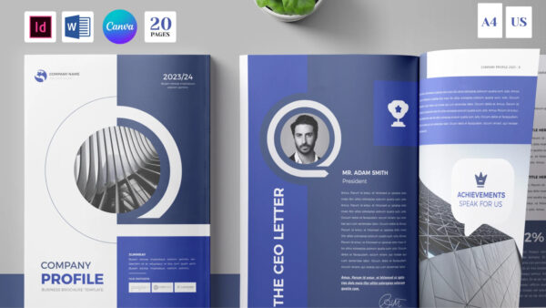 Canva Company Profile Word & InDesign | 20 Pages