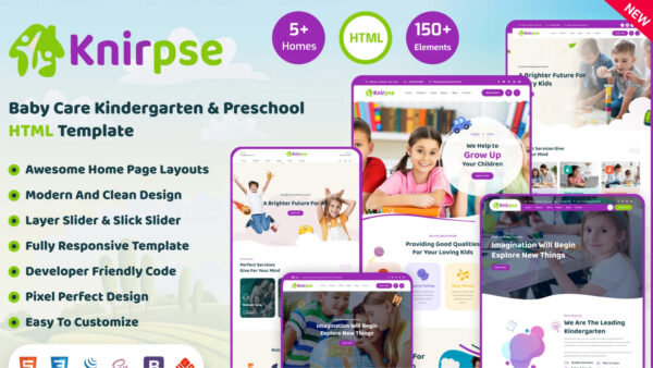 Knirpse - Kindergarten & Baby Care HTML Template