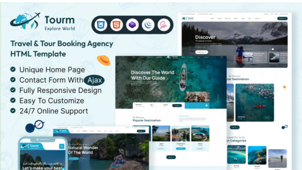 Tourm - Travel & Tour Booking Agency HTML Template